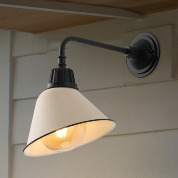 Croydon 9.63"  Farmhouse Industrial Indoor/Outdoor Iron LED Gooseneck Arm Outdoor Sconce